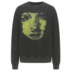 Sweatshirts*Boogzel Clothing Face Print Grunge Oversized Sweatshirt Grey/green