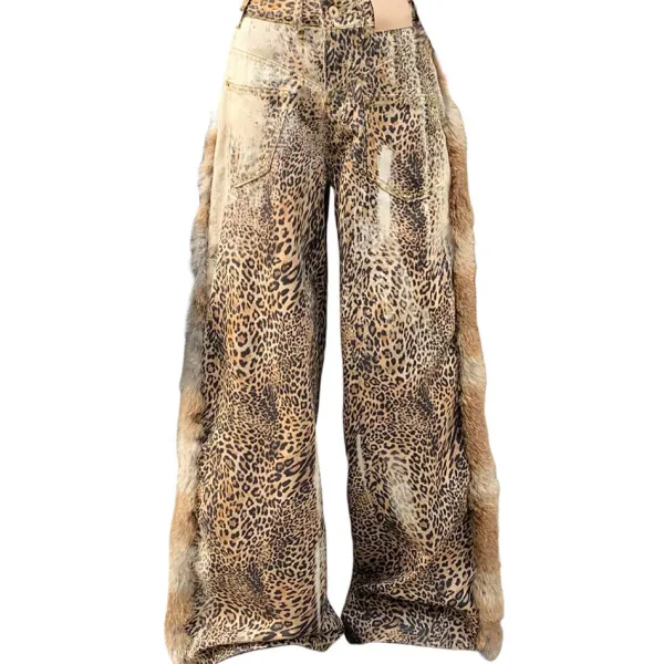 Pants & Trousers*Boogzel Clothing Faded Leopard Print Wide-Leg Trousers Brown