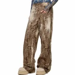 Pants & Trousers*Boogzel Clothing Faded Leopard Print Wide-Leg Trousers Brown