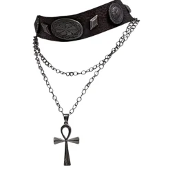 Necklaces & Chokers*Boogzel Clothing Fairy Grunge Cross Choker Necklace Brown