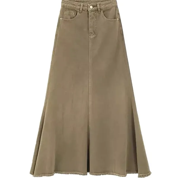 Skirts*Boogzel Clothing Fairy Grunge Denim Maxi Skirt Beige