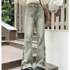 Jeans*Boogzel Clothing Fairy Grunge Lace Up Jeans Green