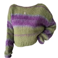 Striped Sweaters|Sweaters*Boogzel Clothing Fairy Grunge Striped Sweater Green/purple