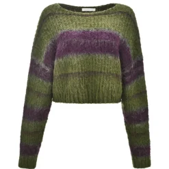 Striped Sweaters|Sweaters*Boogzel Clothing Fairy Grunge Striped Sweater Green/purple