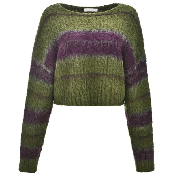 Striped Sweaters|Sweaters*Boogzel Clothing Fairy Grunge Striped Sweater Green/purple