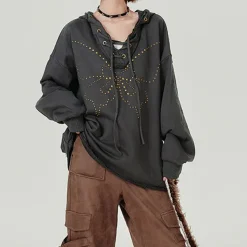 Hoodies*Boogzel Clothing Fairy Grunge Studded Butterfly Hoodie Grey