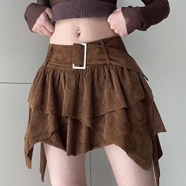 Skirts*Boogzel Clothing Fairycore Aesthetic Cord Skirt Brown