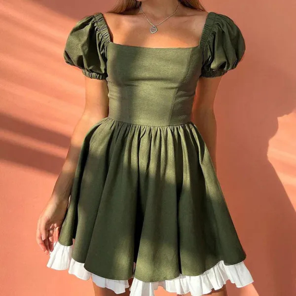 Dresses & Rompers*Boogzel Clothing Fairycore Aesthetic Green Mini Dress