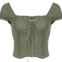 Crop Tops*Boogzel Clothing Fairycore Aesthetic Lace Up Top Green
