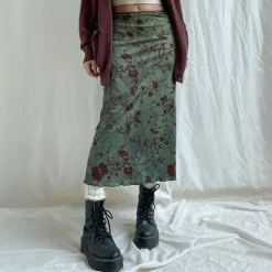 Skirts*Boogzel Clothing Fairycore Aesthetic Midi Skirt Green