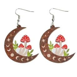Earrings*Boogzel Clothing Fairycore Aesthetic Mushroom Earrings Brown/red