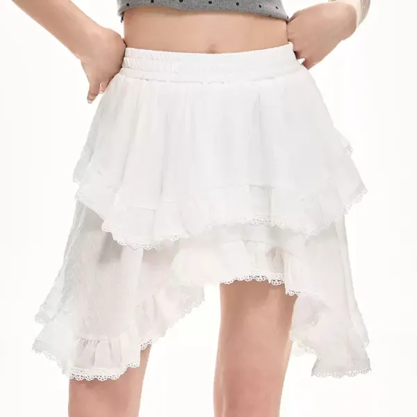 Skirts*Boogzel Clothing Fairycore Asymmetric Lace Ruffle Skirt