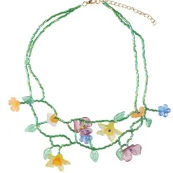 Necklaces & Chokers*Boogzel Clothing Fairycore Flower Layered Necklace Green
