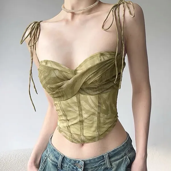 Crop Tops*Boogzel Clothing Fairycore Mesh Bustier Top Green