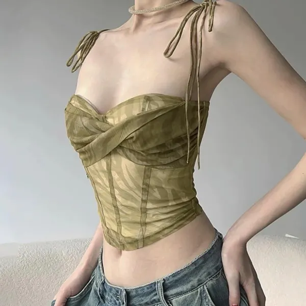 Crop Tops*Boogzel Clothing Fairycore Mesh Bustier Top Green