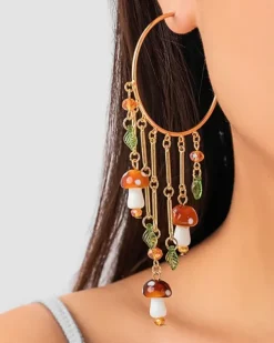 Earrings*Boogzel Clothing Fairycore Mushroom Earrings Gold