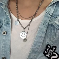 Necklaces & Chokers*Boogzel Clothing Fake Smile Chain Necklace Silver