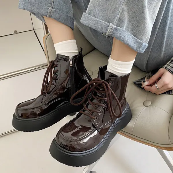 Classics|Boots / Platform Boots*Boogzel Clothing Fall Aesthetic Lacquered Lace Up Boots