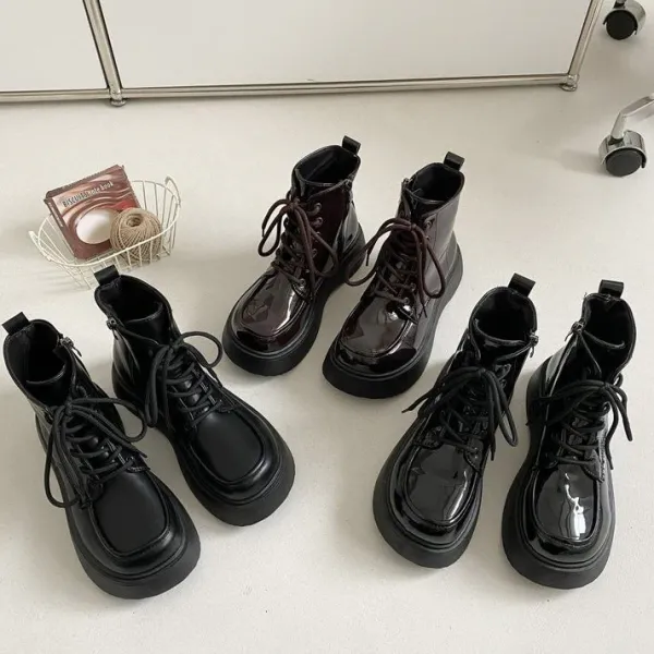 Classics|Boots / Platform Boots*Boogzel Clothing Fall Aesthetic Lacquered Lace Up Boots