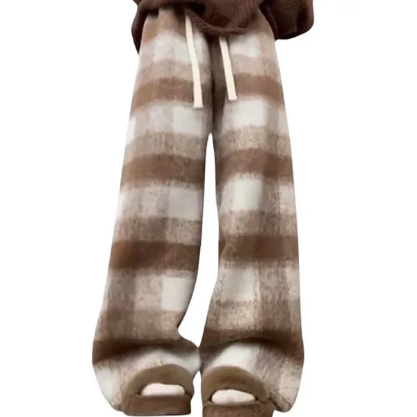 Pants & Trousers*Boogzel Clothing Fall Feels Cozy Plaid Trousers Brown