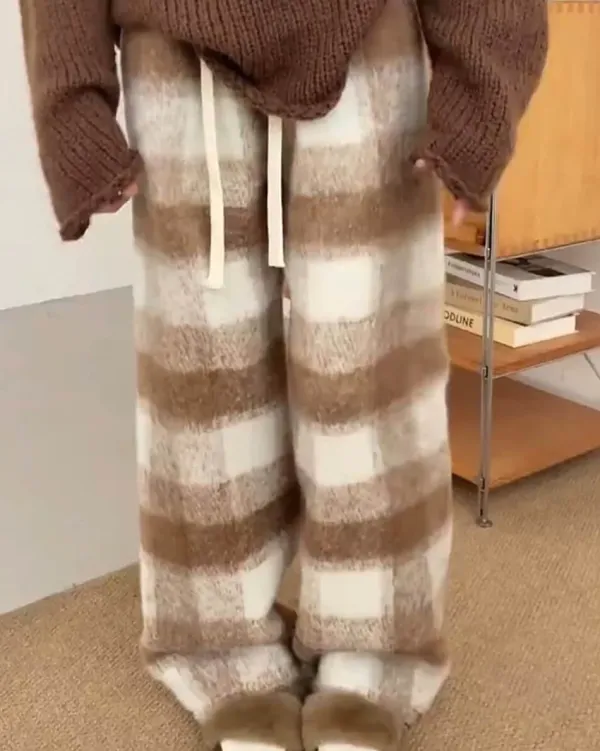 Pants & Trousers*Boogzel Clothing Fall Feels Cozy Plaid Trousers Brown