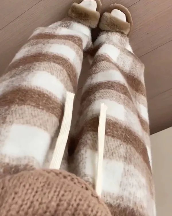 Pants & Trousers*Boogzel Clothing Fall Feels Cozy Plaid Trousers Brown