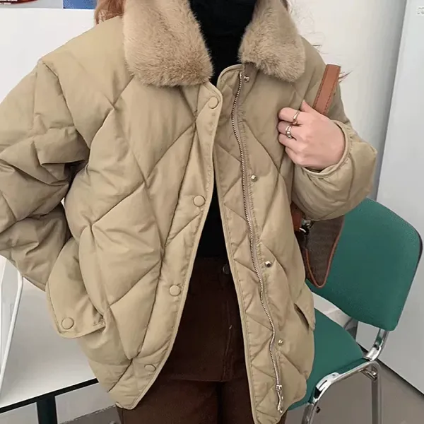 Coats & Jackets*Boogzel Clothing Faux Fur Collar Padded Jacket
