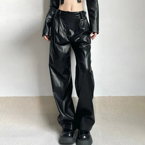 Pants & Trousers*Boogzel Clothing Faux Leather Grunge Pants Black