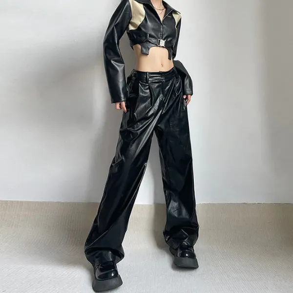 Pants & Trousers*Boogzel Clothing Faux Leather Grunge Pants Black