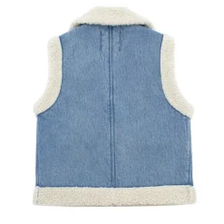 Coats & Jackets|Knit Vests*Boogzel Clothing Faux Sherpa Lined Denim Vest Blue