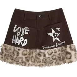 Skirts*Boogzel Clothing Ferocious Fancy Fuzzy Denim Skirt