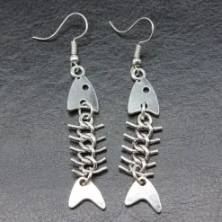 Earrings|Mens*Boogzel Clothing Fish Bone Drop Earrings Silver