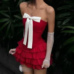 Dresses & Rompers*Boogzel Clothing Flirty Babe Bow Dress in Red