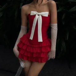 Dresses & Rompers*Boogzel Clothing Flirty Babe Bow Dress in Red