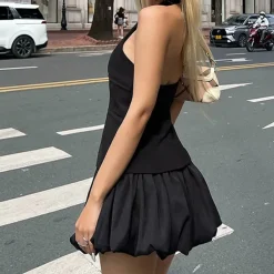 Dresses & Rompers*Boogzel Clothing Flirty Babe Halter Top & Bubble Skirt Set Black