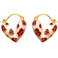 Earrings*Boogzel Clothing Flirty Baby Vintage Heart Earrings Gold/red