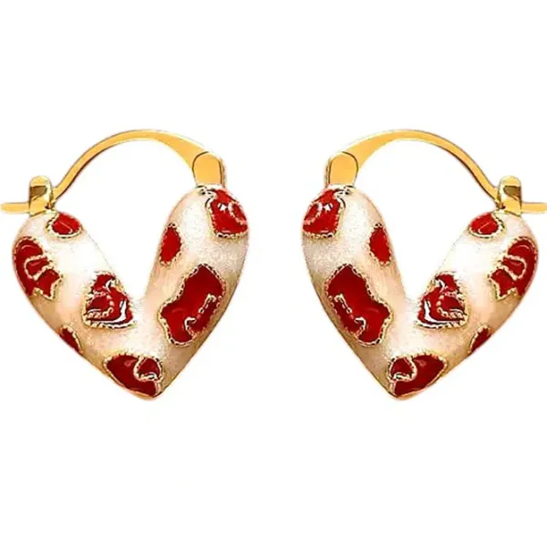 Earrings*Boogzel Clothing Flirty Baby Vintage Heart Earrings Gold/red