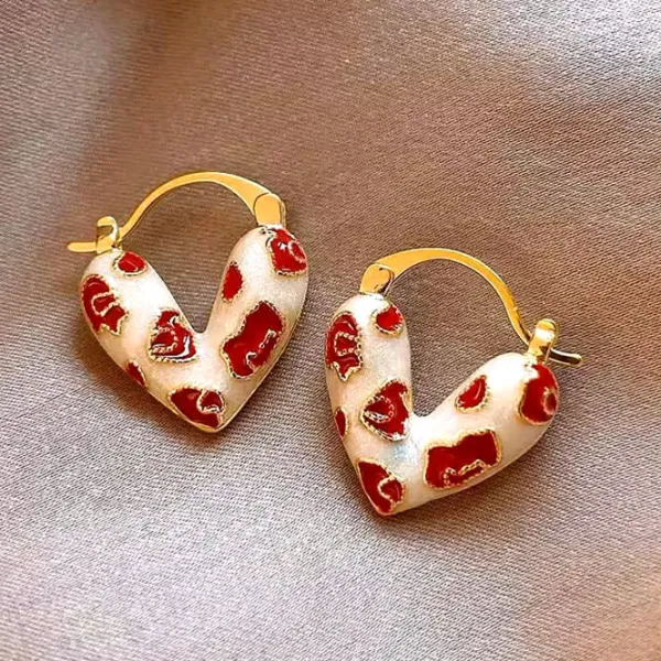 Earrings*Boogzel Clothing Flirty Baby Vintage Heart Earrings Gold/red