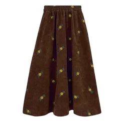 Skirts*Boogzel Clothing Floral Embroidery Corduroy Skirt