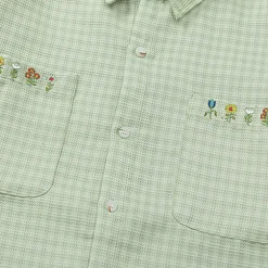 Mens*Boogzel Clothing Floral Embroidery Gingham Shirt