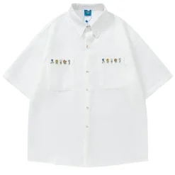 Mens*Boogzel Clothing Floral Embroidery Gingham Shirt