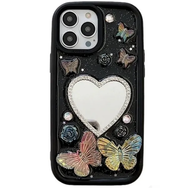 Iphone Cases*Boogzel Clothing Flower Butterfly Mirror iPhone Case Black