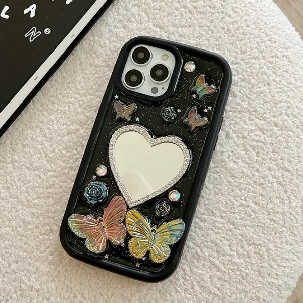 Iphone Cases*Boogzel Clothing Flower Butterfly Mirror iPhone Case Black