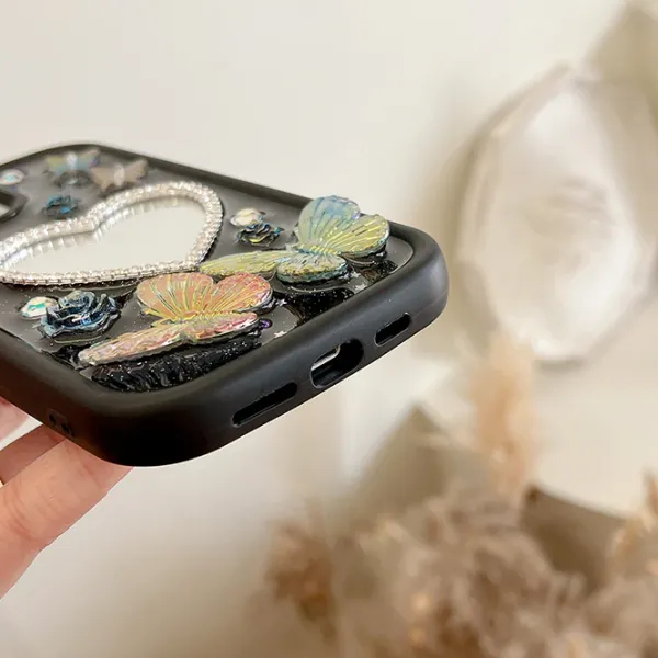 Iphone Cases*Boogzel Clothing Flower Butterfly Mirror iPhone Case Black