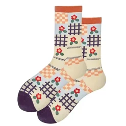 Socks*Boogzel Clothing Flower Checkered Socks