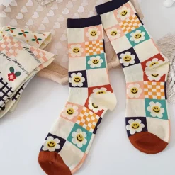 Socks*Boogzel Clothing Flower Checkered Socks