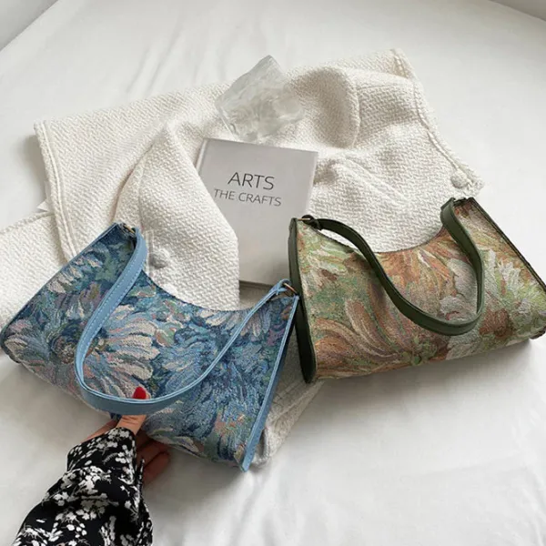 Bags & Purses*Boogzel Clothing Flower Oil Painting Baguette Bag