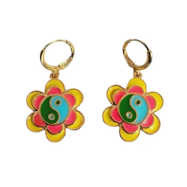 Earrings*Boogzel Clothing Flower Yin Yang Earrings