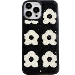 Iphone Cases*Boogzel Clothing Flowers Fuzzy iPhone Case Black