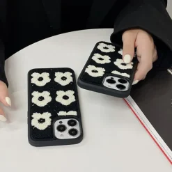 Iphone Cases*Boogzel Clothing Flowers Fuzzy iPhone Case Black